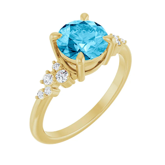 Aquamarine Diamond Engagement Ring