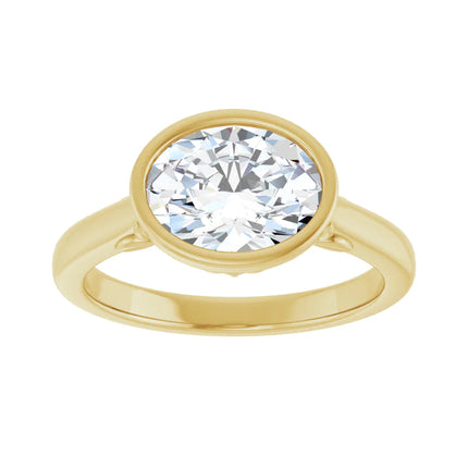 Solitaire Oval Bezel Set East-to-West Engagement Ring