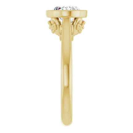 Solitaire Oval Bezel Set East-to-West Engagement Ring