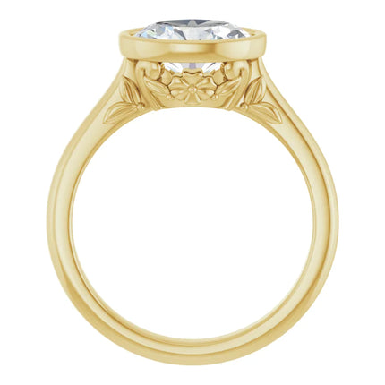 Solitaire Oval Bezel Set East-to-West Engagement Ring