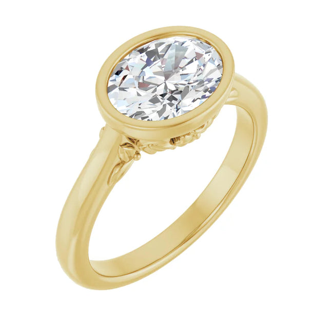Solitaire Oval Bezel Set East-to-West Engagement Ring