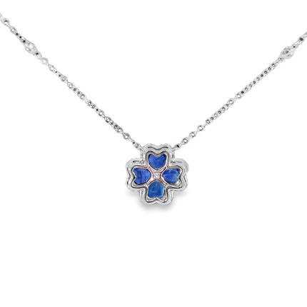 4-Clover Blue Sapphire Diamond Necklace