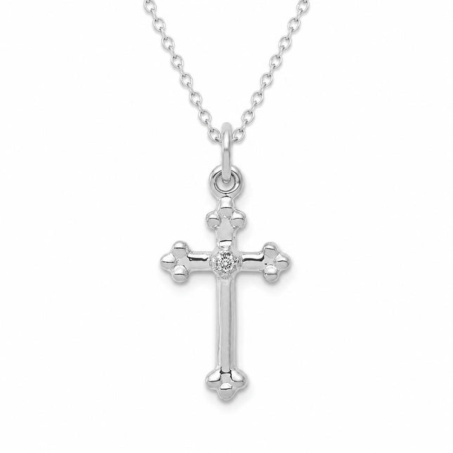 Diamond Budded Cross Pendant, 0.02 CTW