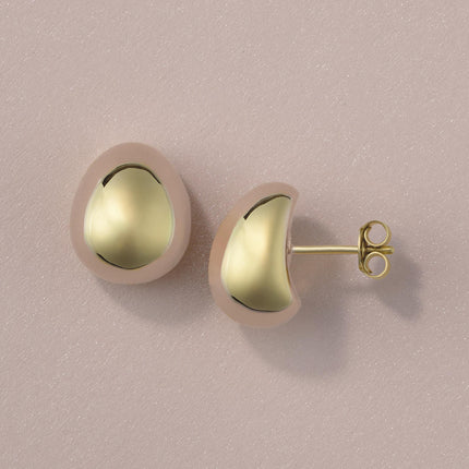 Chunky Gold Electroform Puffed Earrings