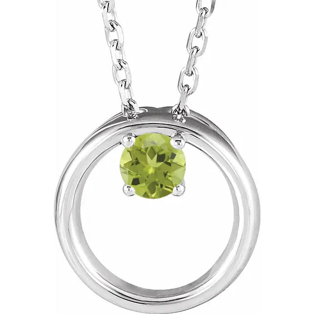 Genuine Peridot Circle Necklace