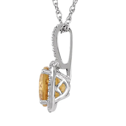 Sterling Silver Citrine & Diamond Necklace