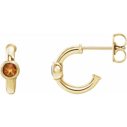 Natural Citrine Huggie Hoop Earrings
