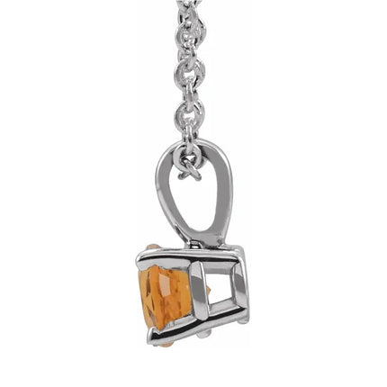 Sterling Silver Solitaire Citrine Necklace