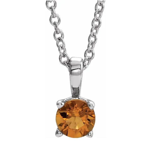 Sterling Silver Solitaire Citrine Necklace