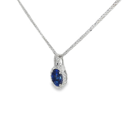 18K Cluster Diamond & Sapphire Pendant