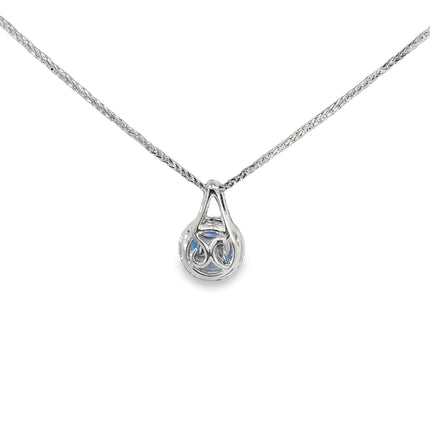 18K Cluster Diamond & Sapphire Pendant