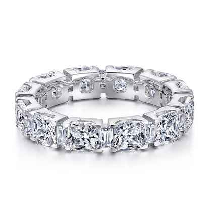 5.40Ct Tw Cushion & Baguette Diamond Eternity Ring