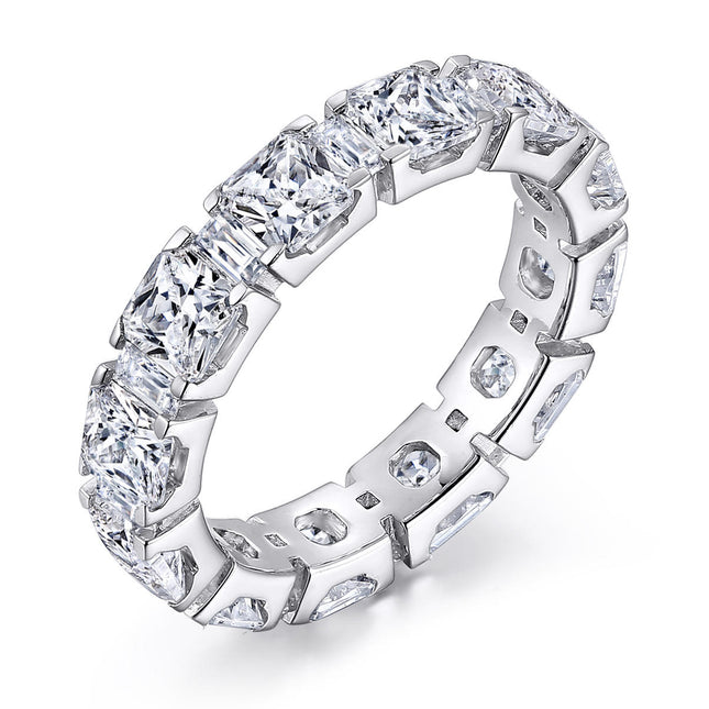 5.40Ct Tw Cushion & Baguette Diamond Eternity Ring