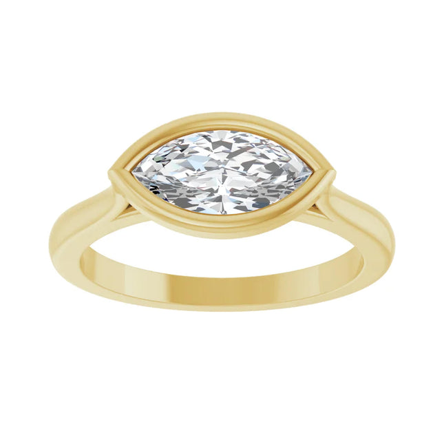 Hidden Halo East-to-West Marquise Engagement Ring