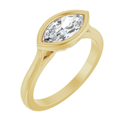 Hidden Halo East-to-West Marquise Engagement Ring