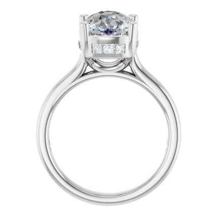 Refined Elongated Cushion Hidden Halo Engagement Ring
