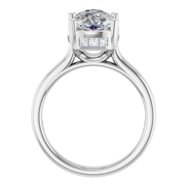 Refined Elongated Cushion Hidden Halo Engagement Ring