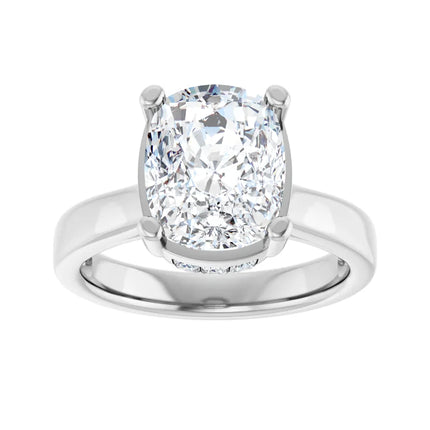 Refined Elongated Cushion Hidden Halo Engagement Ring