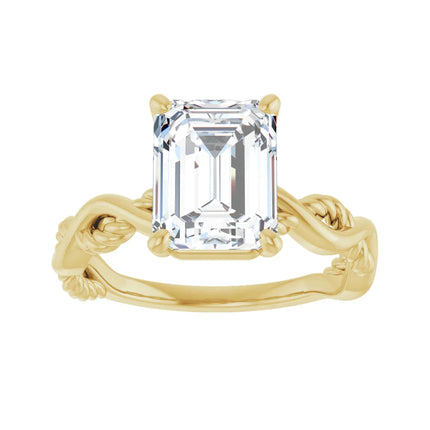 Emerald-Cut Braided Diamond Engagement Ring