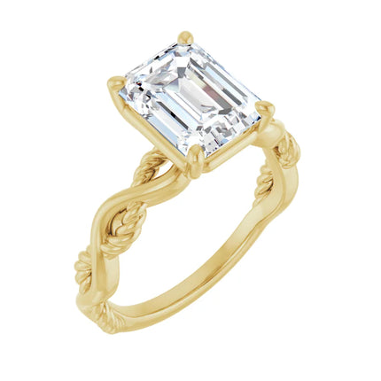 Emerald-Cut Braided Diamond Engagement Ring