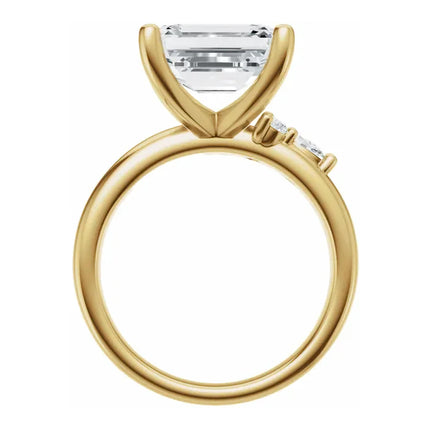 East-to-West Emerald Cut Diamond Engagement Ring