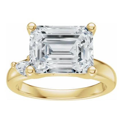 East-to-West Emerald Cut Diamond Engagement Ring
