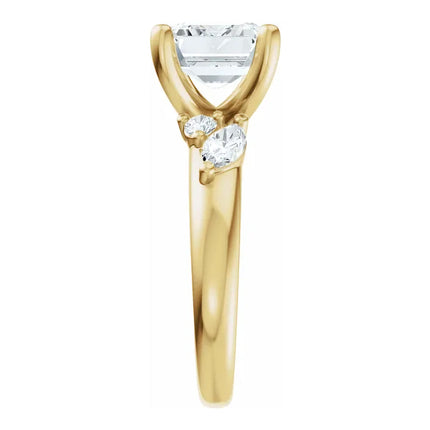 East-to-West Emerald Cut Diamond Engagement Ring