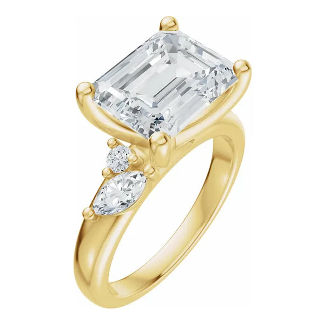 East-to-West Emerald Cut Diamond Engagement Ring