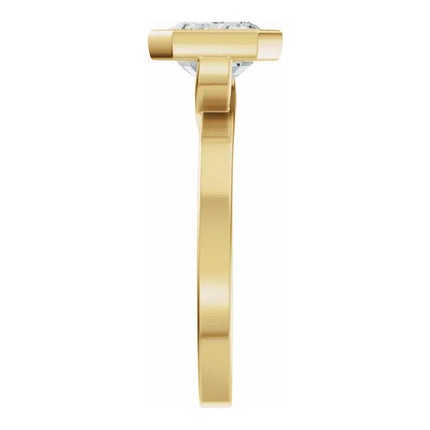 Emerald Cut Bezel Set Diamond Engagement Ring