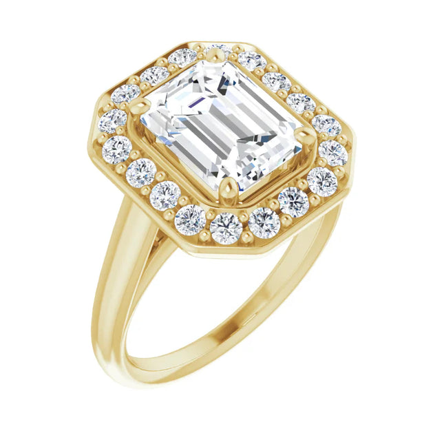 Emerald Cut Halo Engagement Ring