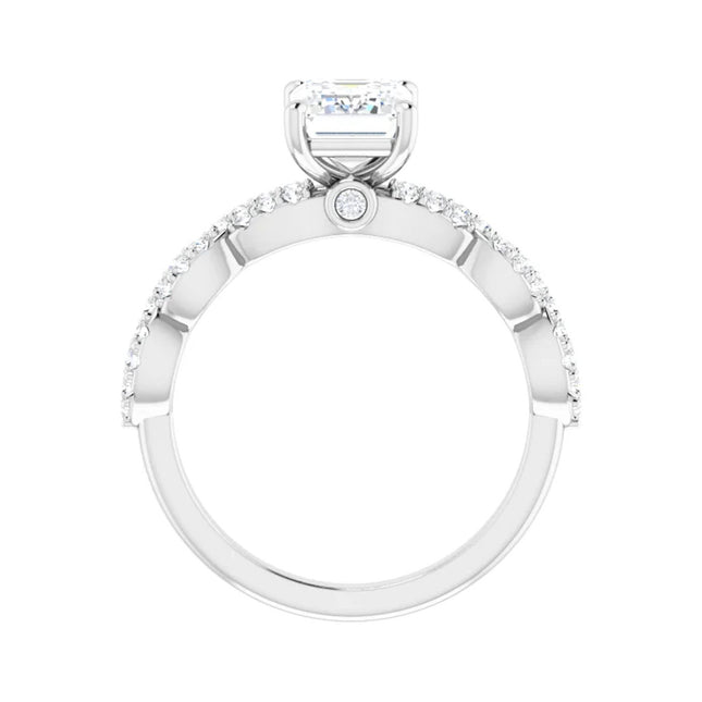 Twisted Emerald Diamond Engagement Ring