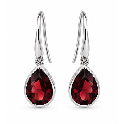 A beautiful pair of sterling silver garnet drop earrings 