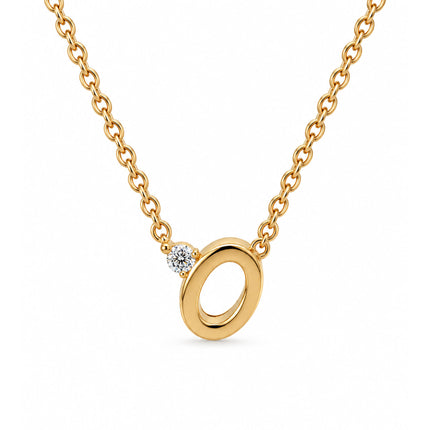 A gold plated sterling silver circle diamond necklace. 