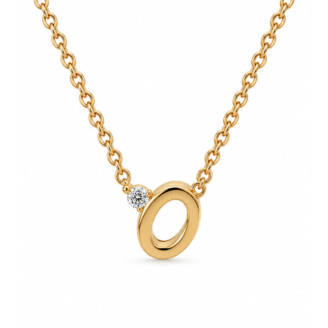 A gold plated sterling silver circle diamond necklace. 