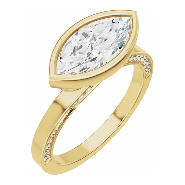 Marquise Diamond Hidden Halo Engagement Ring