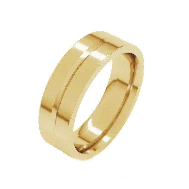 6mm Gold Cigar Band with Center Groove