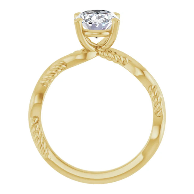 Oval Braided Diamond Engagement Ring