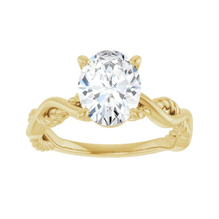 Oval Braided Diamond Engagement Ring