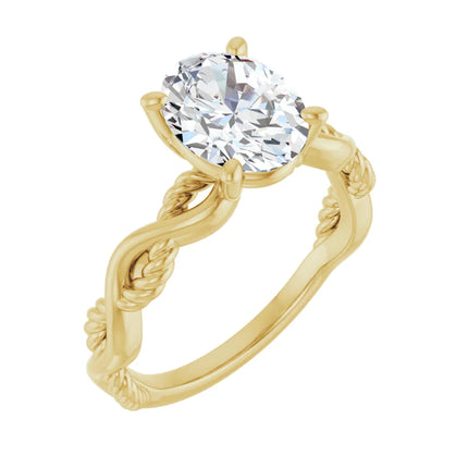 Oval Braided Diamond Engagement Ring