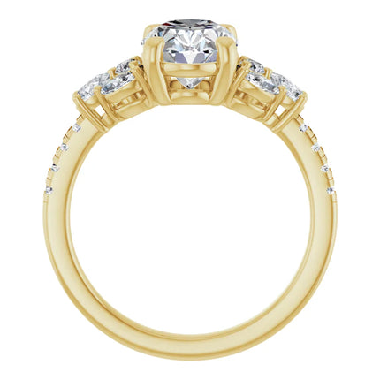 Delicate Oval Diamond Accent Engagement Ring