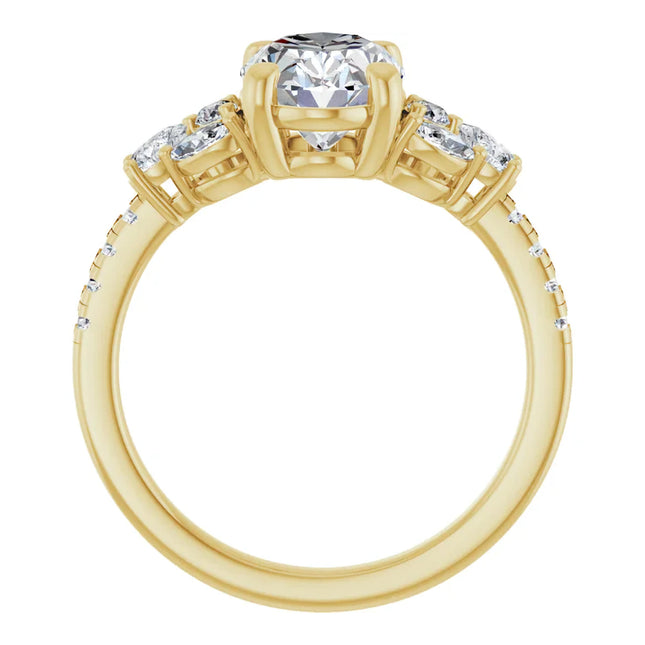 Delicate Oval Diamond Accent Engagement Ring