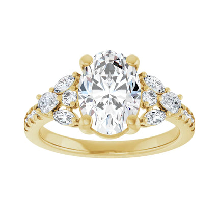Delicate Oval Diamond Accent Engagement Ring