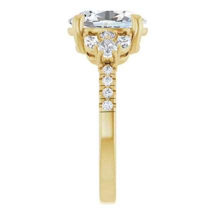 Delicate Oval Diamond Accent Engagement Ring