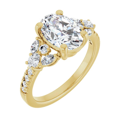 Delicate Oval Diamond Accent Engagement Ring