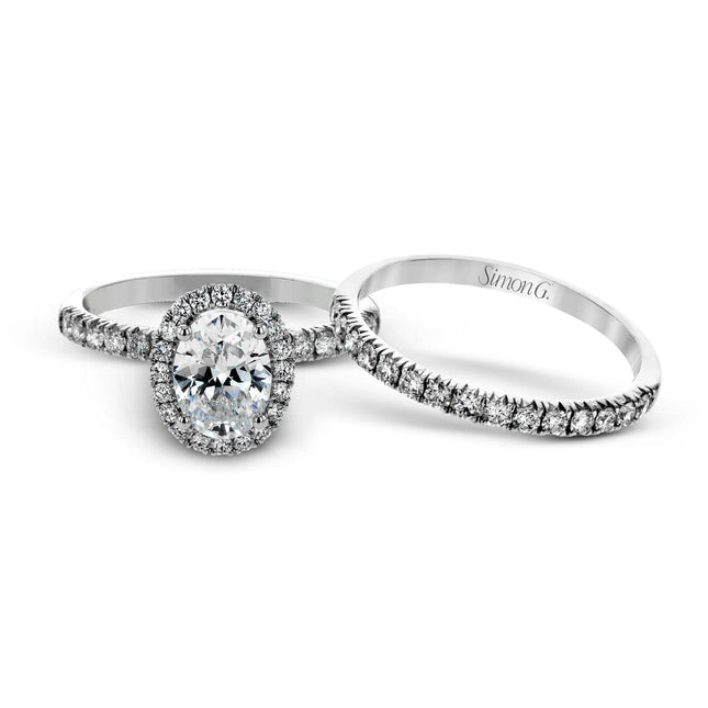 Simon G Diamond Halo Engagement Ring Set