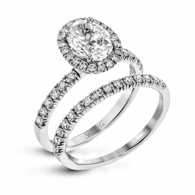 Simon G Diamond Halo Engagement Ring Set