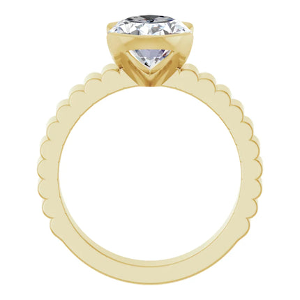 Sculpted Ribbed Solitaire Oval Engagement Ring