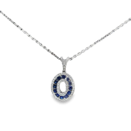 18K Oval Diamond & Sapphire Necklace