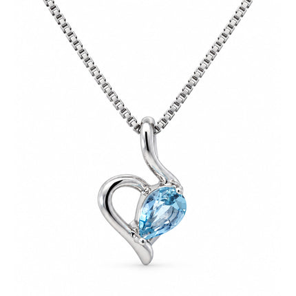 A sterling silver heart blue topaz necklace. 