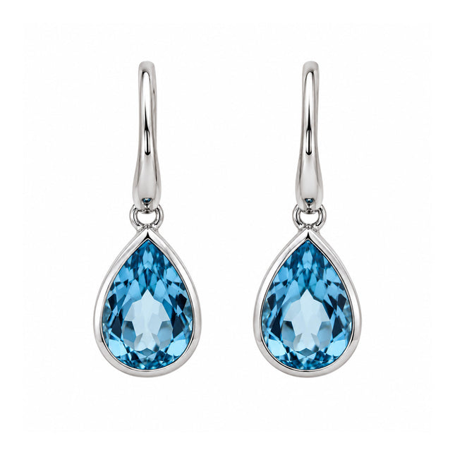 A pair of sterling silver drop dangle blue topaz earrings
